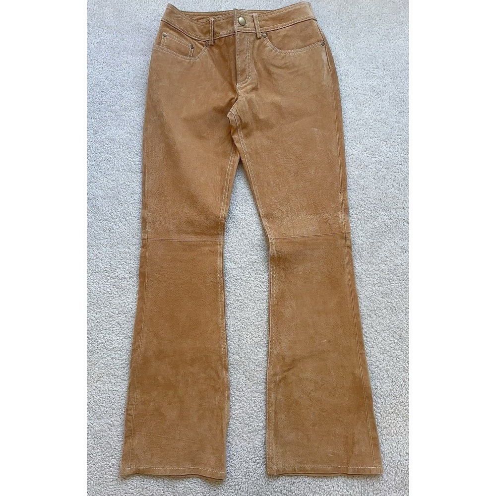 Vintage Charlotte Russe Women's Leather Pants Flare Size 5/6 Light Brown